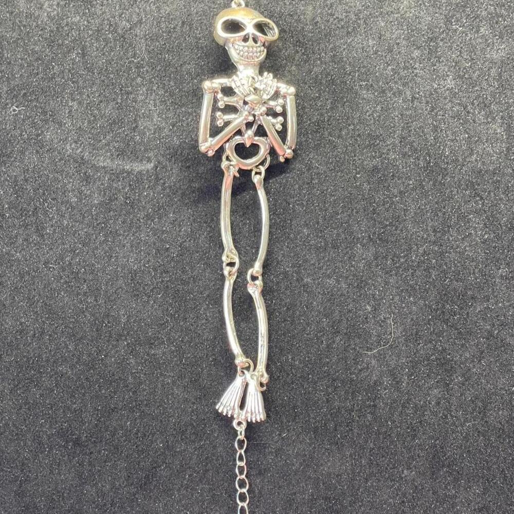 Silver skeleton bracelet punk grunge